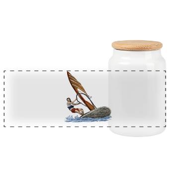 Windsurfing - Panoramic Cookie Jar with Wooden Lid - white - Front