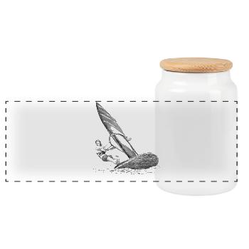 Windsurfing - Panoramic Cookie Jar with Wooden Lid - white - Front