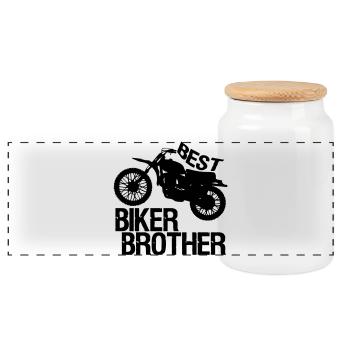 Biker Brother Motorrad Motorradfahrer Geschenk - Panorama Keksdose mit Holzdeckel - Weiß - Vorne