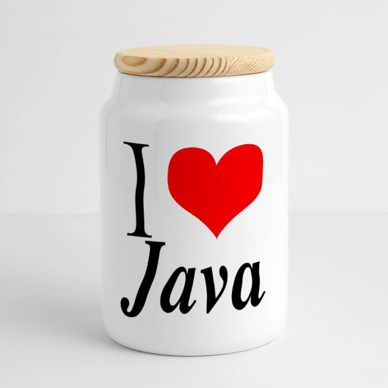 J'adore Java Boîte à biscuits avec couvercle en bois