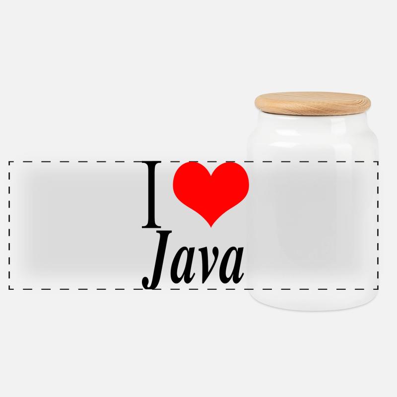 Ich liebe Java - Panorama Keksdose mit Holzdeckel - Weiß