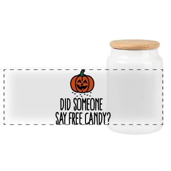 Did someone say free candy? Halloween - Panoramic Cookie Jar with Wooden Lid - white - Front