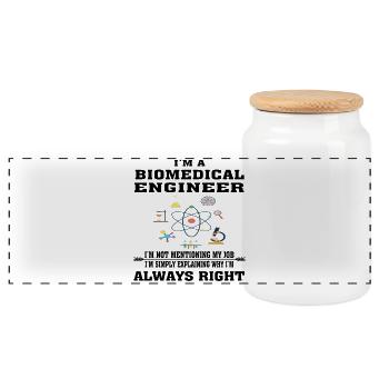 Biomedical Engineer Always Right - Funny T-shirt - Panoramic Cookie Jar with Wooden Lid - white - Front