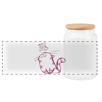 Cats, cat, cat lover, cat friend - Panoramic Cookie Jar with Wooden Lid - white - Front