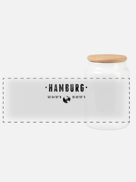Hamburg - Panorama Keksdose mit Holzdeckel - Weiß