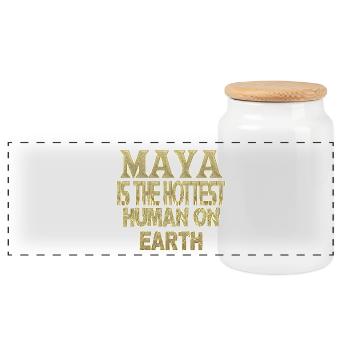 Maya - Boîte à biscuits avec couvercle en bois - blanc - Devant
