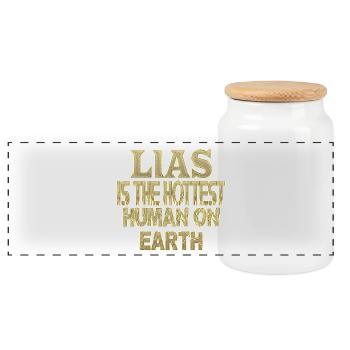 Lias - Boîte à biscuits avec couvercle en bois - blanc - Devant