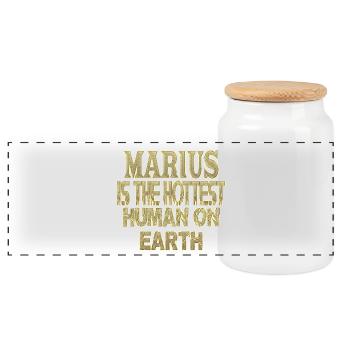 Marius - Boîte à biscuits avec couvercle en bois - blanc - Devant