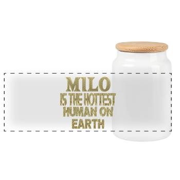 Milo - Boîte à biscuits avec couvercle en bois - blanc - Devant