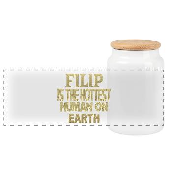 Filip - Boîte à biscuits avec couvercle en bois - blanc - Devant