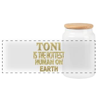 Toni - Boîte à biscuits avec couvercle en bois - blanc - Devant