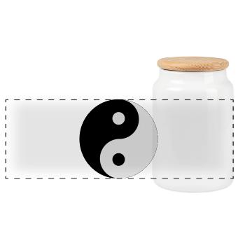 Yin and Yang (colors customizable!) - Panoramic Cookie Jar with Wooden Lid - white - Front