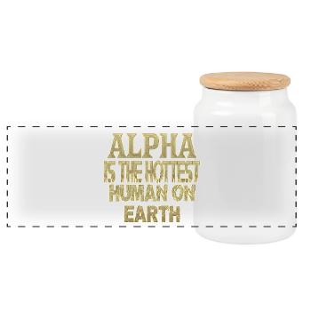 alpha - Boîte à biscuits avec couvercle en bois - blanc - Devant