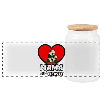 Mama ist die Liebste - Mutter, Muttertag, Geschenk - Panorama Keksdose mit Holzdeckel - Weiß - Vorne