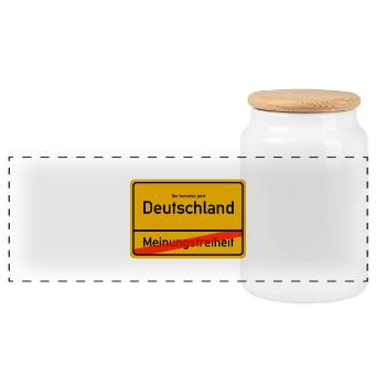 Meinungsfreiheit - Panorama Keksdose mit Holzdeckel - Weiß - Vorne