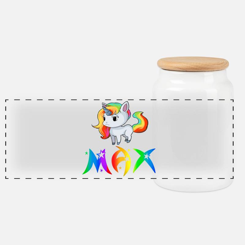Einhorn Max - Panorama Keksdose mit Holzdeckel - Weiß