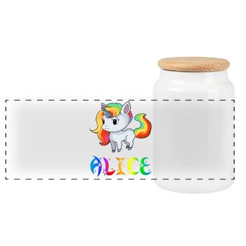 Einhorn Alice - Boîte à biscuits avec couvercle en bois - blanc - Devant