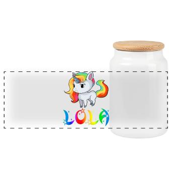 Unicorn Lola - Boîte à biscuits avec couvercle en bois - blanc - Devant