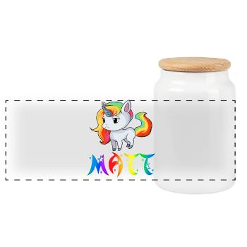 Unicorn Matt - Panoramic Cookie Jar with Wooden Lid - white - Front