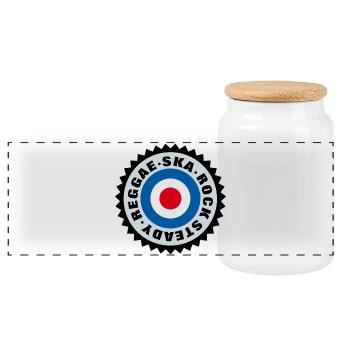 Ska, Rock Steady, Reggae Mod Target - Panorama Keksdose mit Holzdeckel - Weiß - Vorne