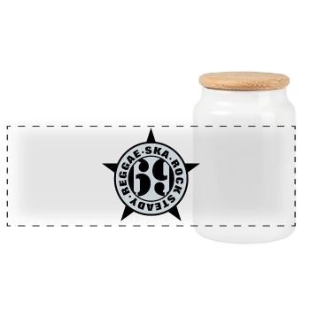Ska, Rock Steady, Reggae 69 - Panorama Keksdose mit Holzdeckel - Weiß - Vorne