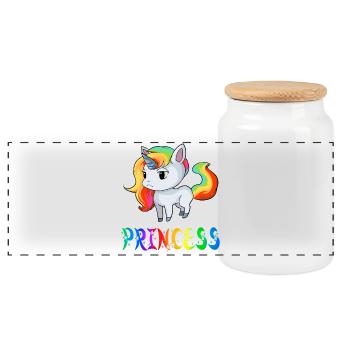 Unicorn Princess - Panoramic Cookie Jar with Wooden Lid - white - Front
