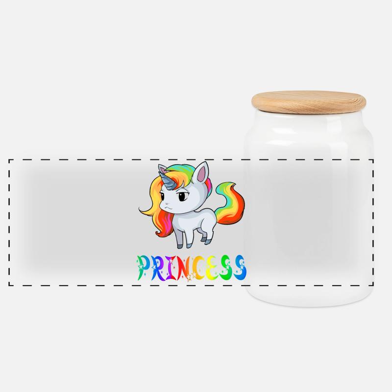 licorne Princesse - Boîte à biscuits avec couvercle en bois - blanc