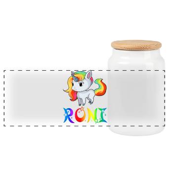 Einhorn Roni - Panorama Keksdose mit Holzdeckel - Weiß - Vorne