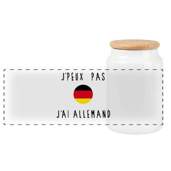 J'peux Pas J'ai Allemand Drapeau - Boîte à biscuits avec couvercle en bois - blanc - Devant