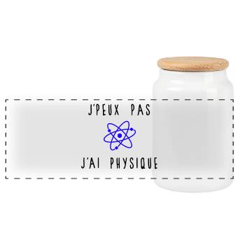 J'peux Pas J'ai Physique Atome Bleu - Boîte à biscuits avec couvercle en bois - blanc - Devant