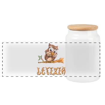 Eule Letizia - Panorama Keksdose mit Holzdeckel - Weiß - Vorne