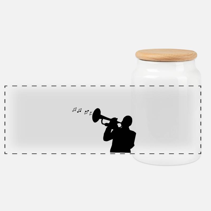 Jazz-Musik - Panorama Keksdose mit Holzdeckel - Weiß