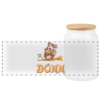 Eule Donn - Panorama Keksdose mit Holzdeckel - Weiß - Vorne
