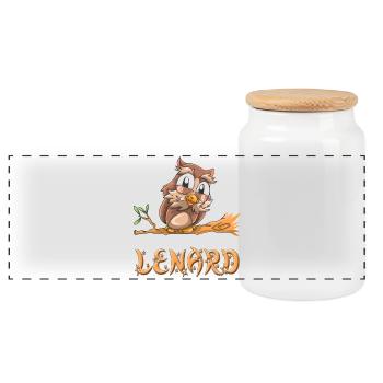 Eule Lenard - Panorama Keksdose mit Holzdeckel - Weiß - Vorne