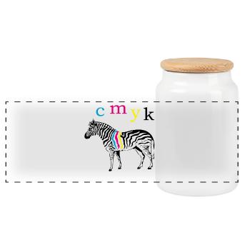 CMYK Zebra - Panorama Keksdose mit Holzdeckel - Weiß - Vorne