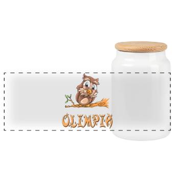 Owl Olimpia - Boîte à biscuits avec couvercle en bois - blanc - Devant