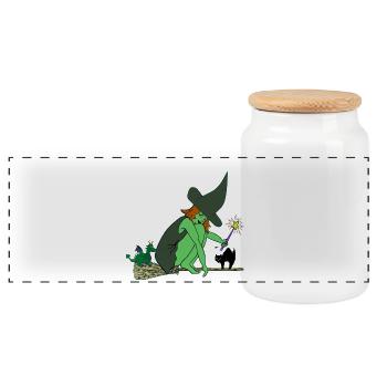 sorcière - Boîte à biscuits avec couvercle en bois - blanc - Devant