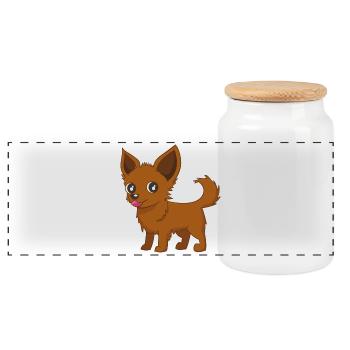 Chihuahua Comic - Panorama Keksdose mit Holzdeckel - Weiß - Vorne