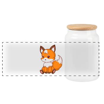 Fuchs assis douce - Boîte à biscuits avec couvercle en bois - blanc - Devant