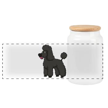 caniche doux - Boîte à biscuits avec couvercle en bois - blanc - Devant