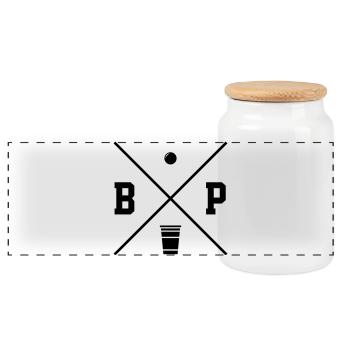 Beer Pong Logo - Panorama Keksdose mit Holzdeckel - Weiß - Vorne