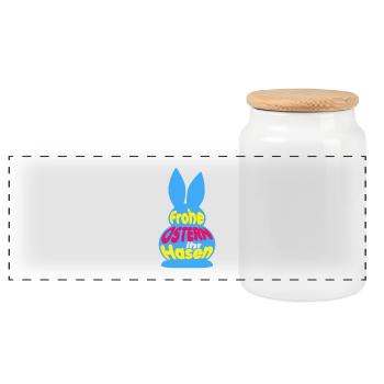 Frohe Ostern ihr Hasen - Panorama Keksdose mit Holzdeckel - Weiß - Vorne