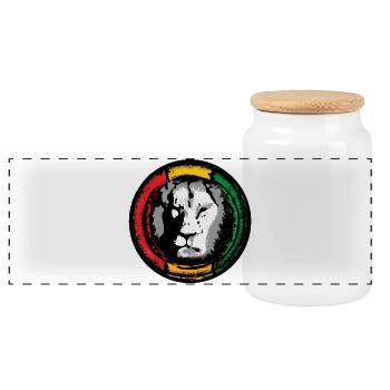 Lion du reggae dans le style rasta - Boîte à biscuits avec couvercle en bois - blanc - Devant