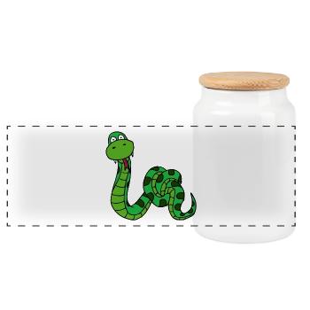 Animal motif knotted snake - funny snake - Panoramic Cookie Jar with Wooden Lid - white - Front