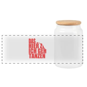 Das wird mir hier zu viel, ich geh tanzen - Panorama Keksdose mit Holzdeckel - Weiß - Vorne
