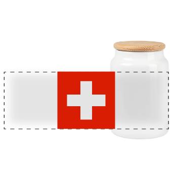 Schweiz - Panorama Keksdose mit Holzdeckel - Weiß - Vorne