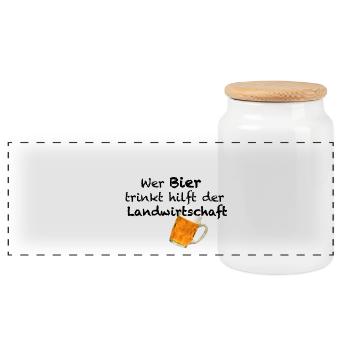 Wer Bier trinkt hilft der Landwirtschaft - Panorama Keksdose mit Holzdeckel - Weiß - Vorne