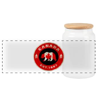 Canada Bear Vintage / Gift - Panoramic Cookie Jar with Wooden Lid - white - Front