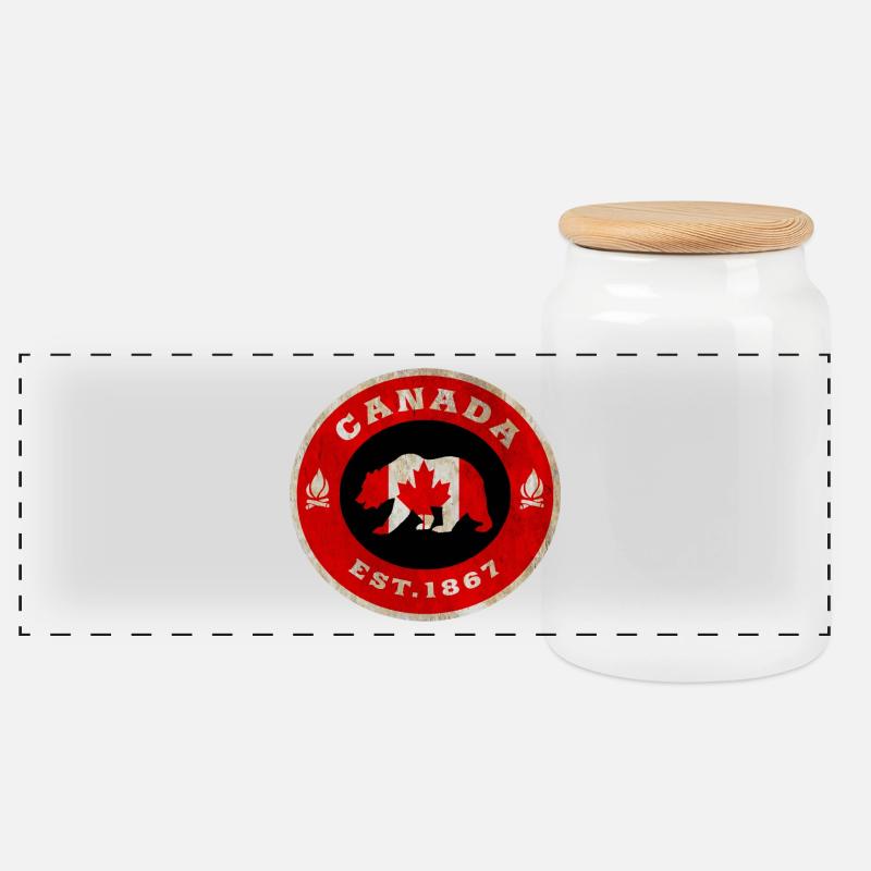 Kanada Bär Vintage / Geschenk - Panorama Keksdose mit Holzdeckel - Weiß