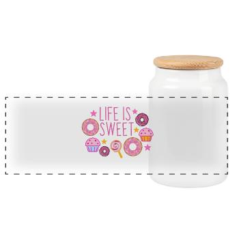 La vie est douce - Boîte à biscuits avec couvercle en bois - blanc - Devant